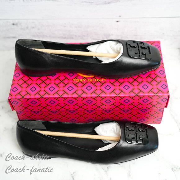 NIB Tory Burch Georgia Leather Ballet Flats in Black - Picture 3 of 10